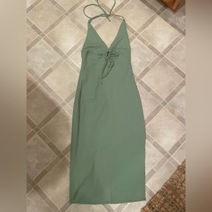 Abercrombie & Fitch keyhole halter midi dress with leg slit